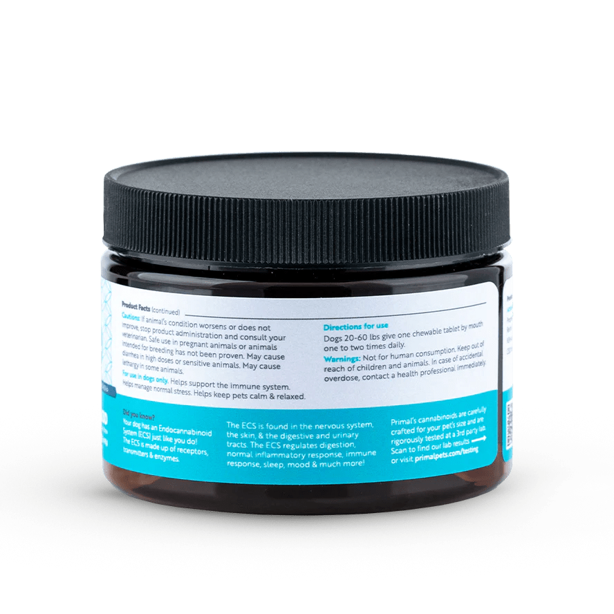 Primal Dog Mushroom & Hemp Soft Chews CBD 3mg 30 count - Happy Pet