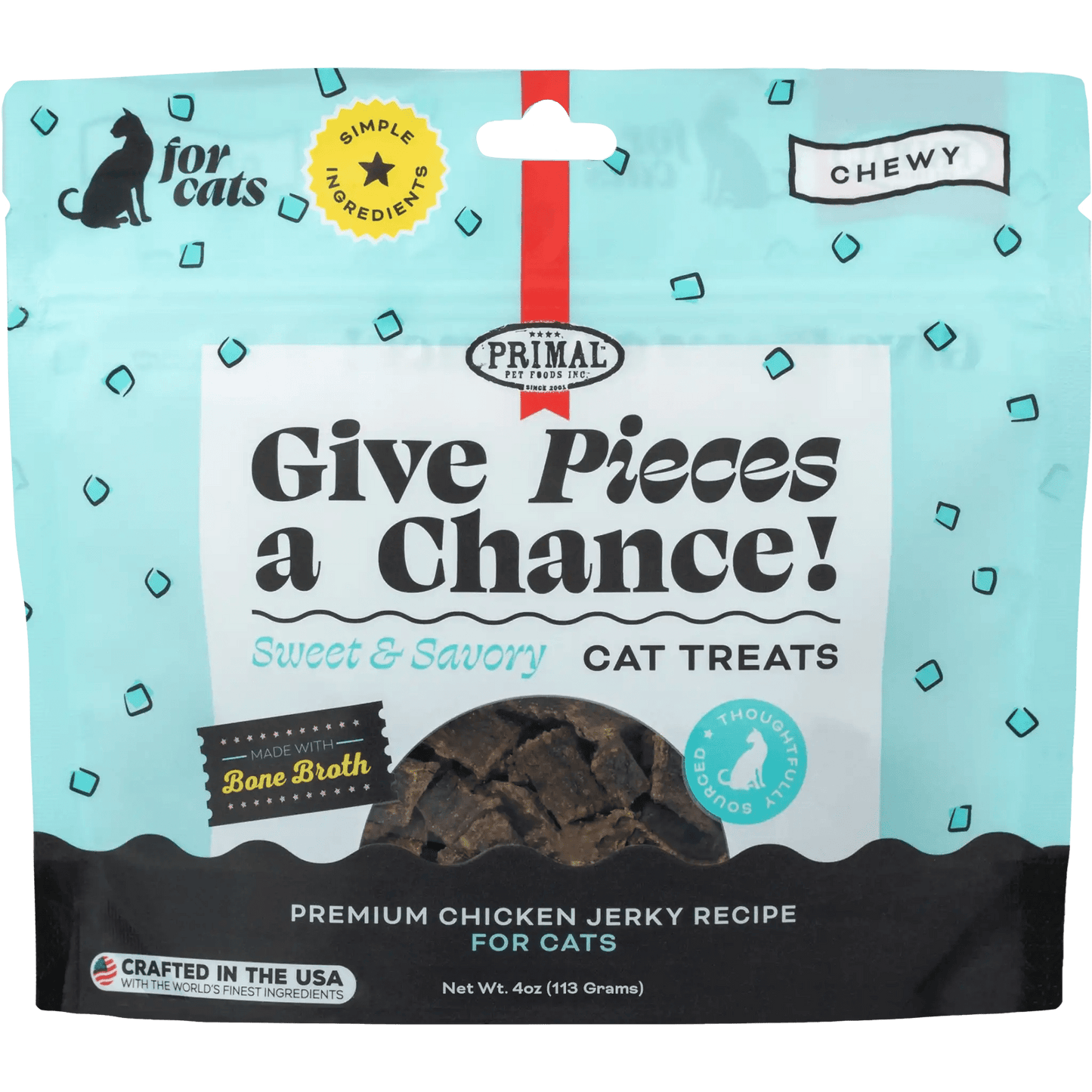 Primal Give Pieces a Chance! Chicken Jerky Cat Treats 4 oz - Happy Pet