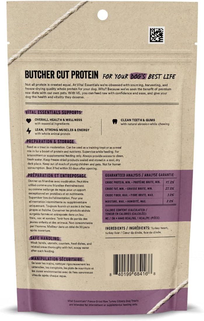 Vital Essentials Freeze-Dried Raw Turkey Giblets 2 oz - Happy Pet