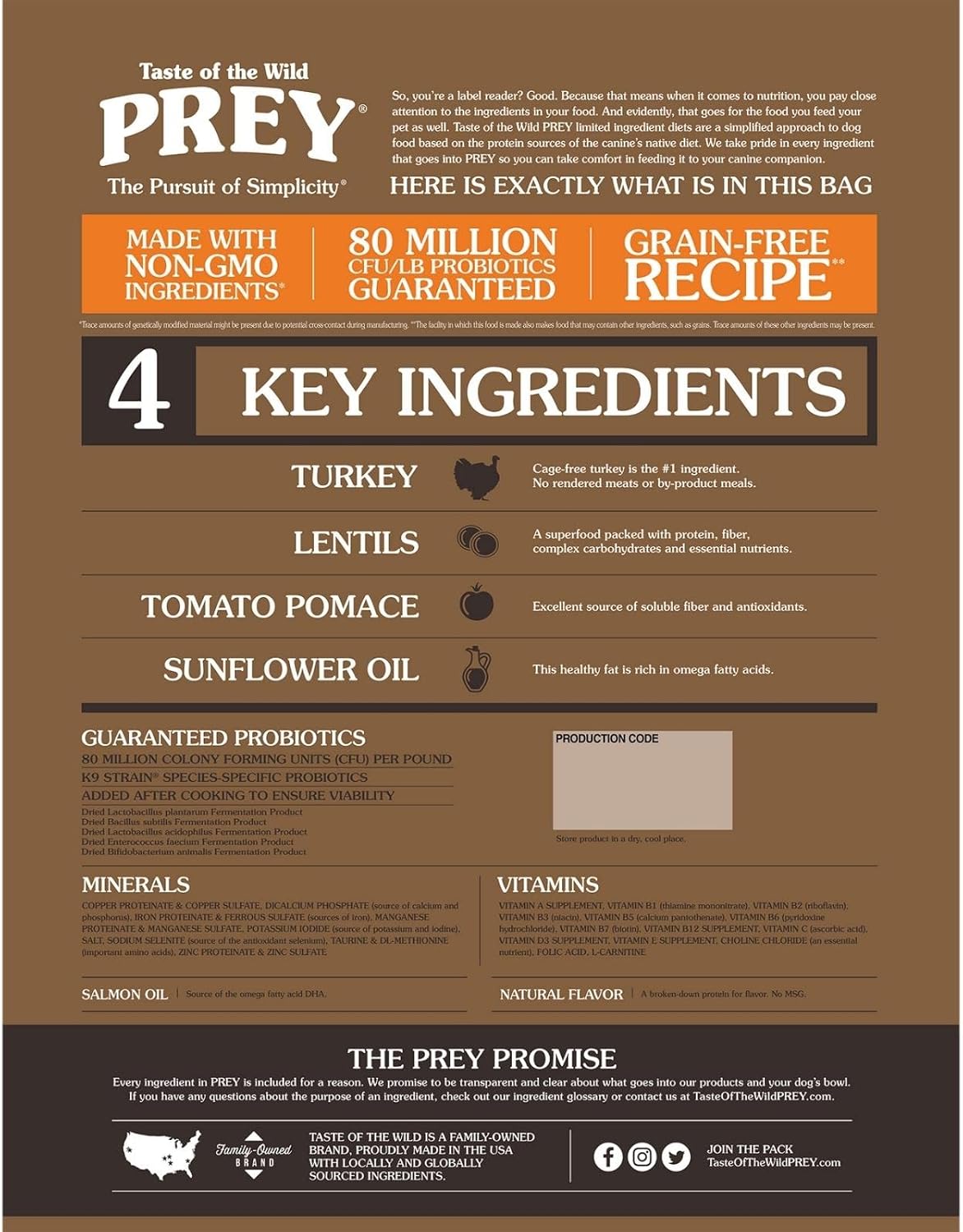 Taste of the Wild PREY Turkey Grain-Free Dry Dog Food 8 lbs - Happy Pet