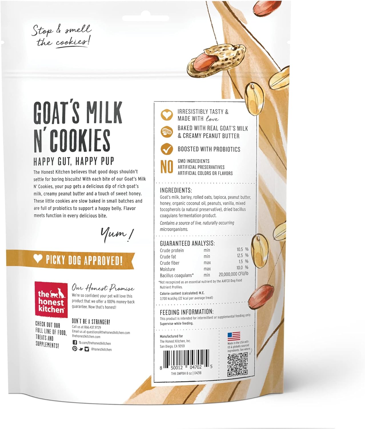 The Honest Kitchen Goat's Milk N' Cookies with Peanut Butter & Honey 8 oz - Happy Pet