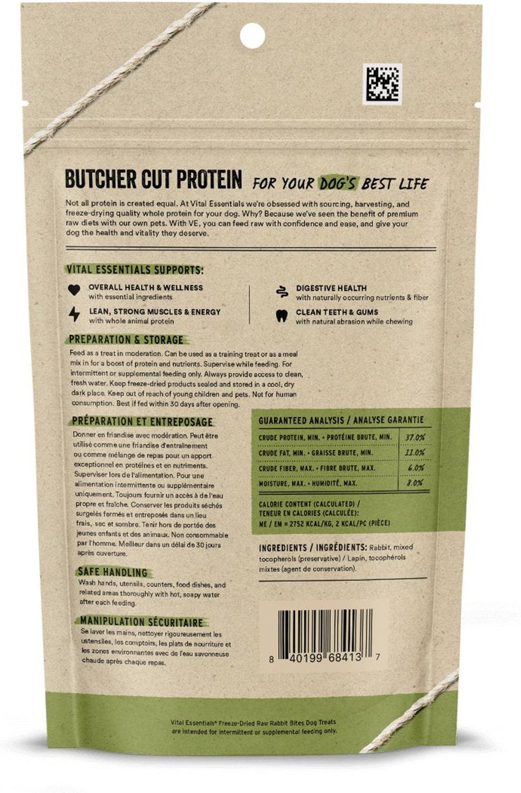 Vital Essentials Freeze-Dried Raw Rabbit Bites 2 oz - Happy Pet