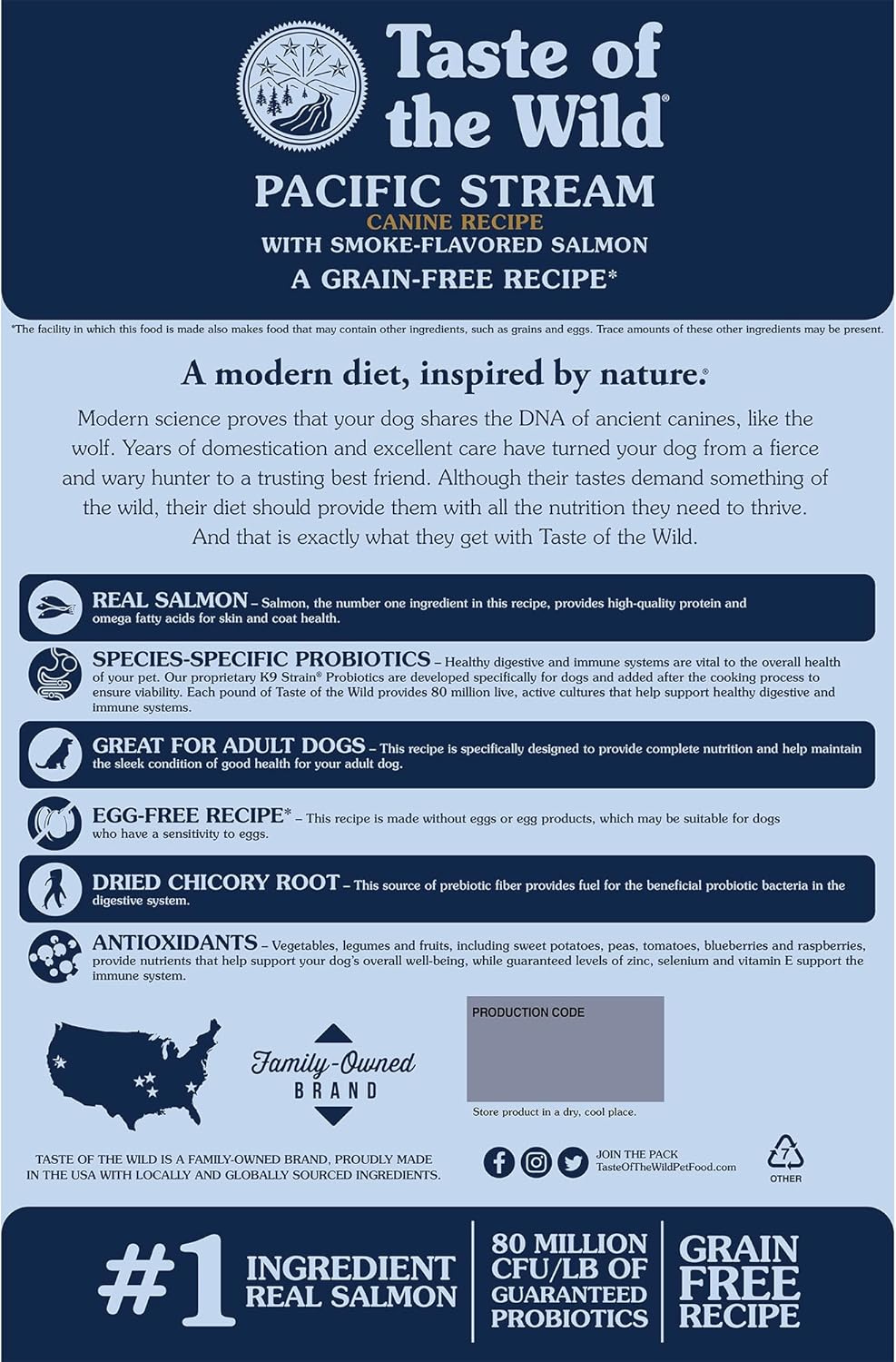Taste of the Wild Pacific Stream Grain-Free Dry Dog Food 5 lbs - Happy Pet