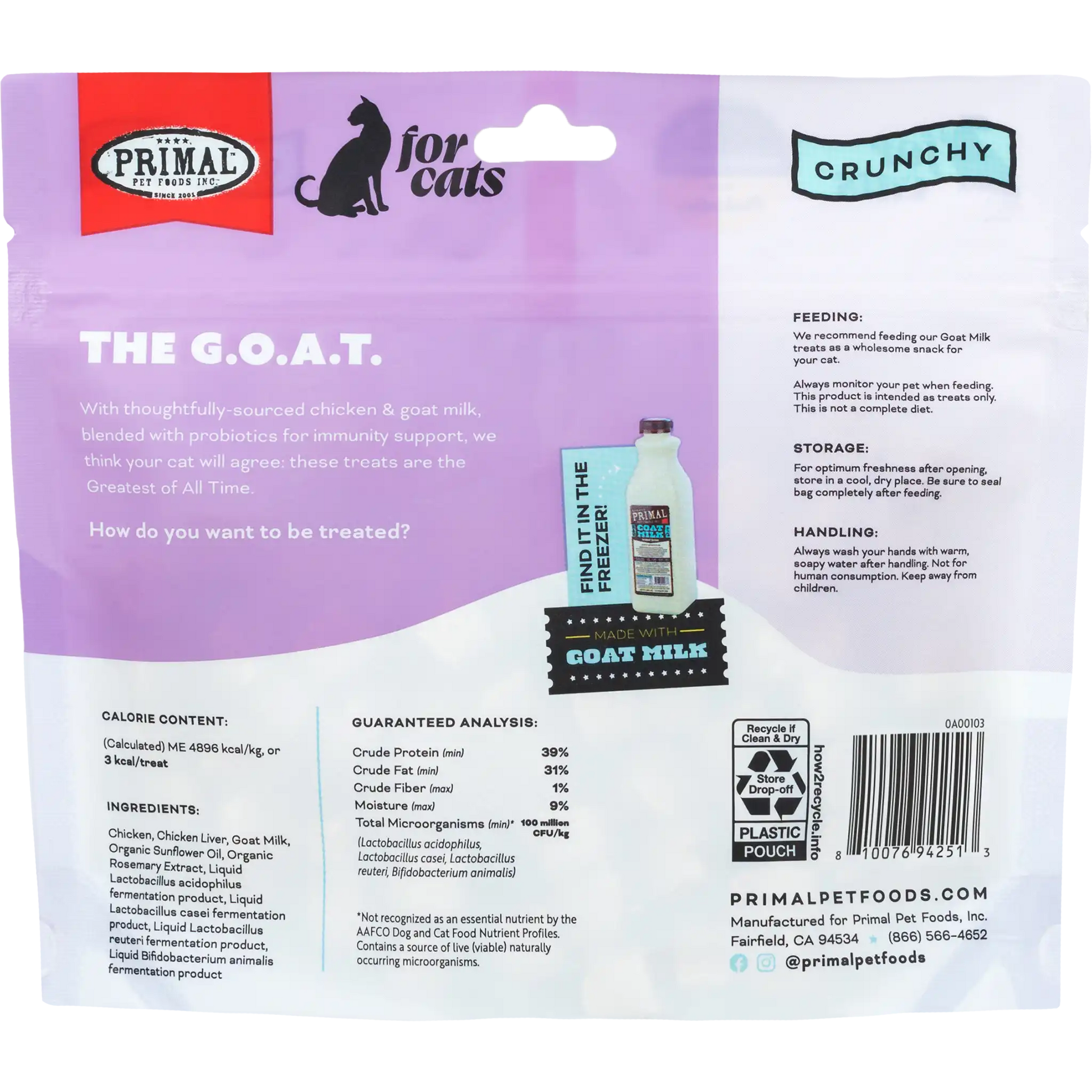 Primal The G.O.A.T. Chicken & Goat Milk Cat Treats 2 oz - Happy Pet