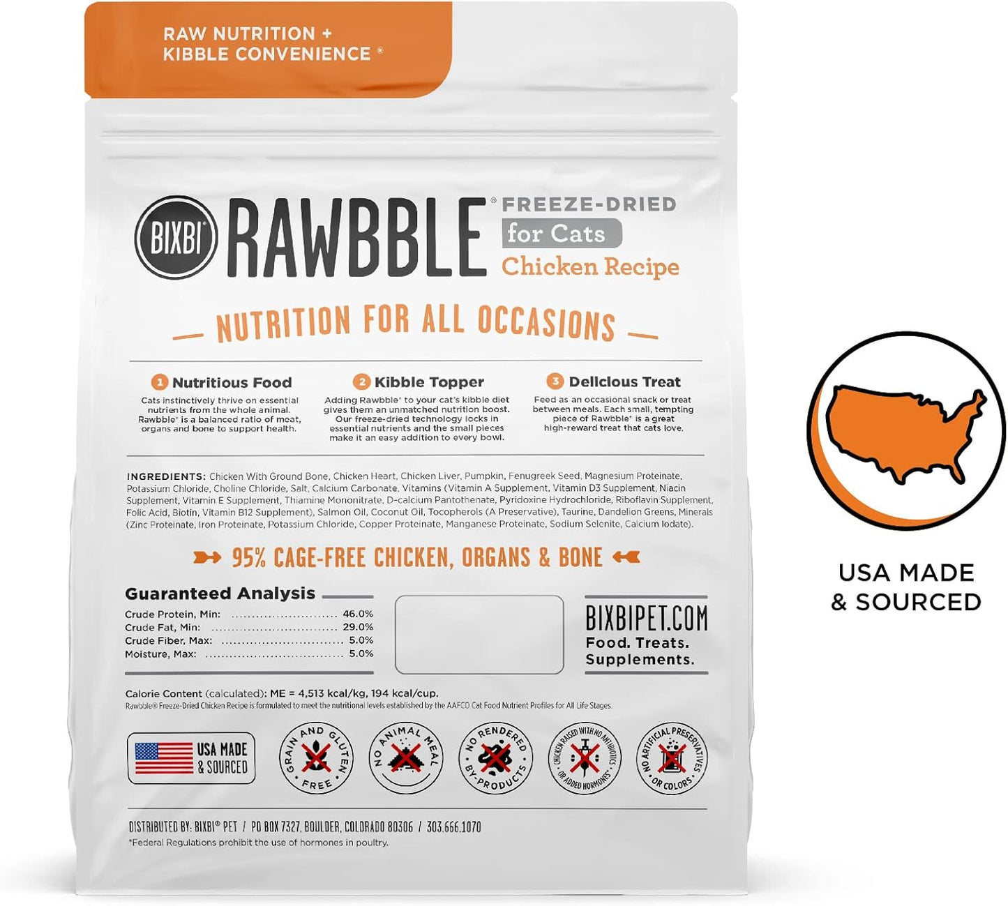 Bixbi Cat Rawbble Freeze - Dried Chicken Grain - Free 3.5 oz - Happy Pet