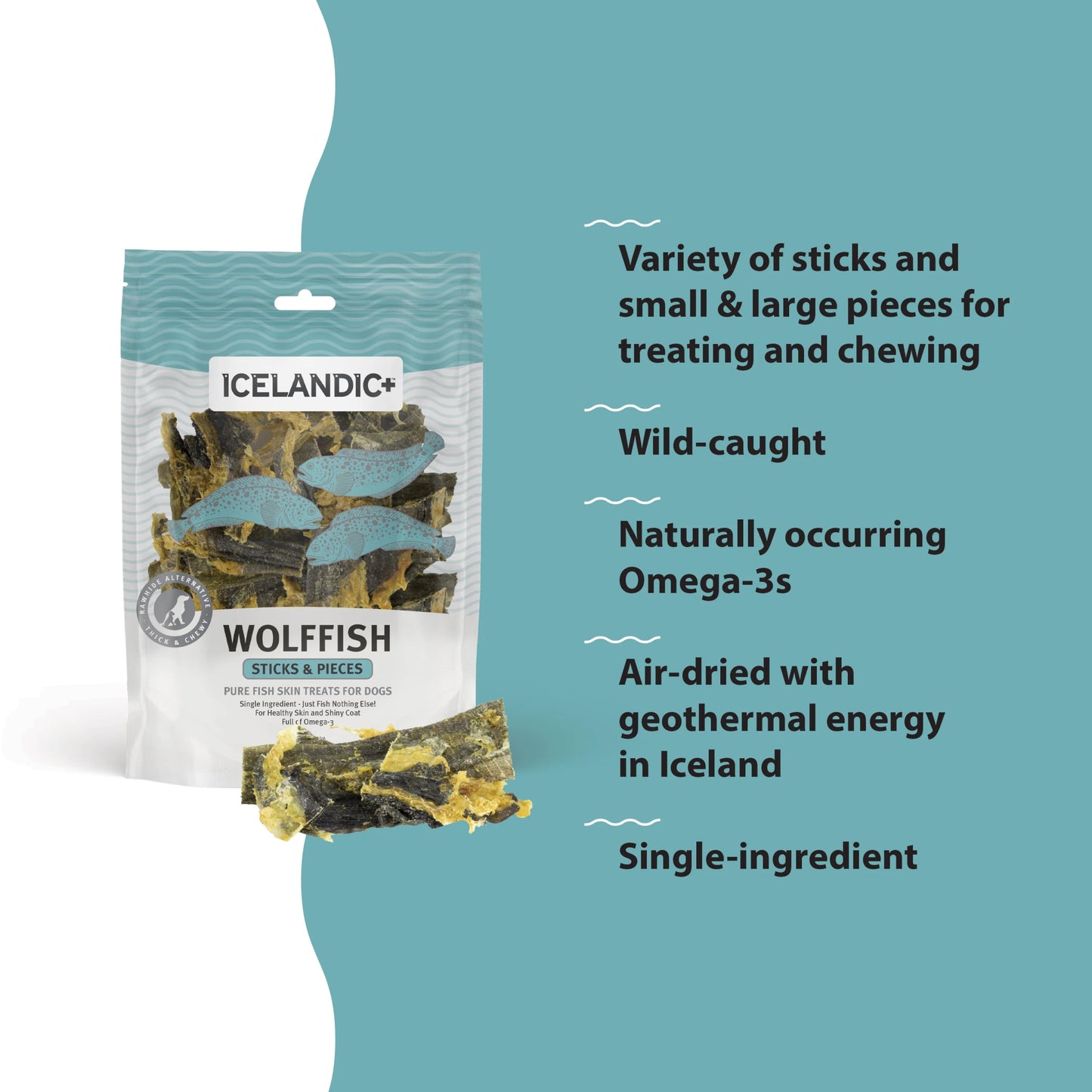 Icelandic+ Wolffish Sticks & Pieces 3 oz - Happy Pet