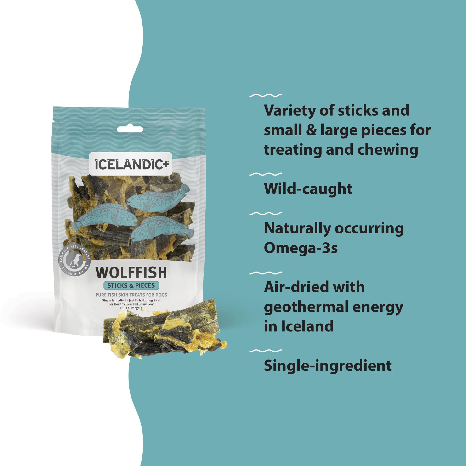 Icelandic+ Wolffish Sticks & Pieces 3 oz - Happy Pet