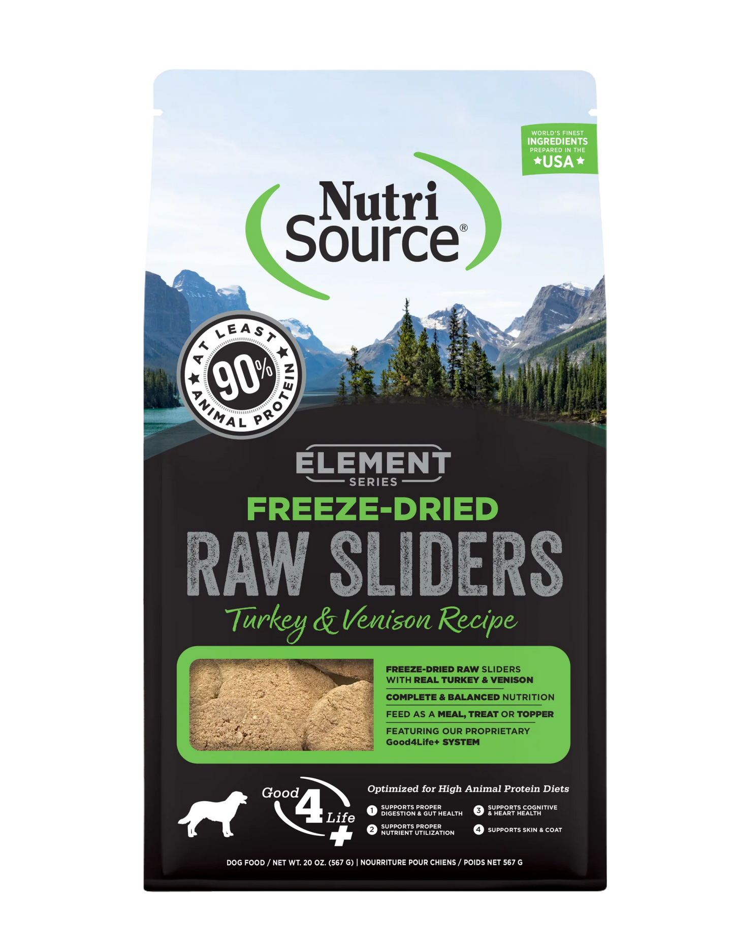 NutriSource Element Freeze - Dried Raw Sliders Turkey & Venison 20 oz - Happy Pet