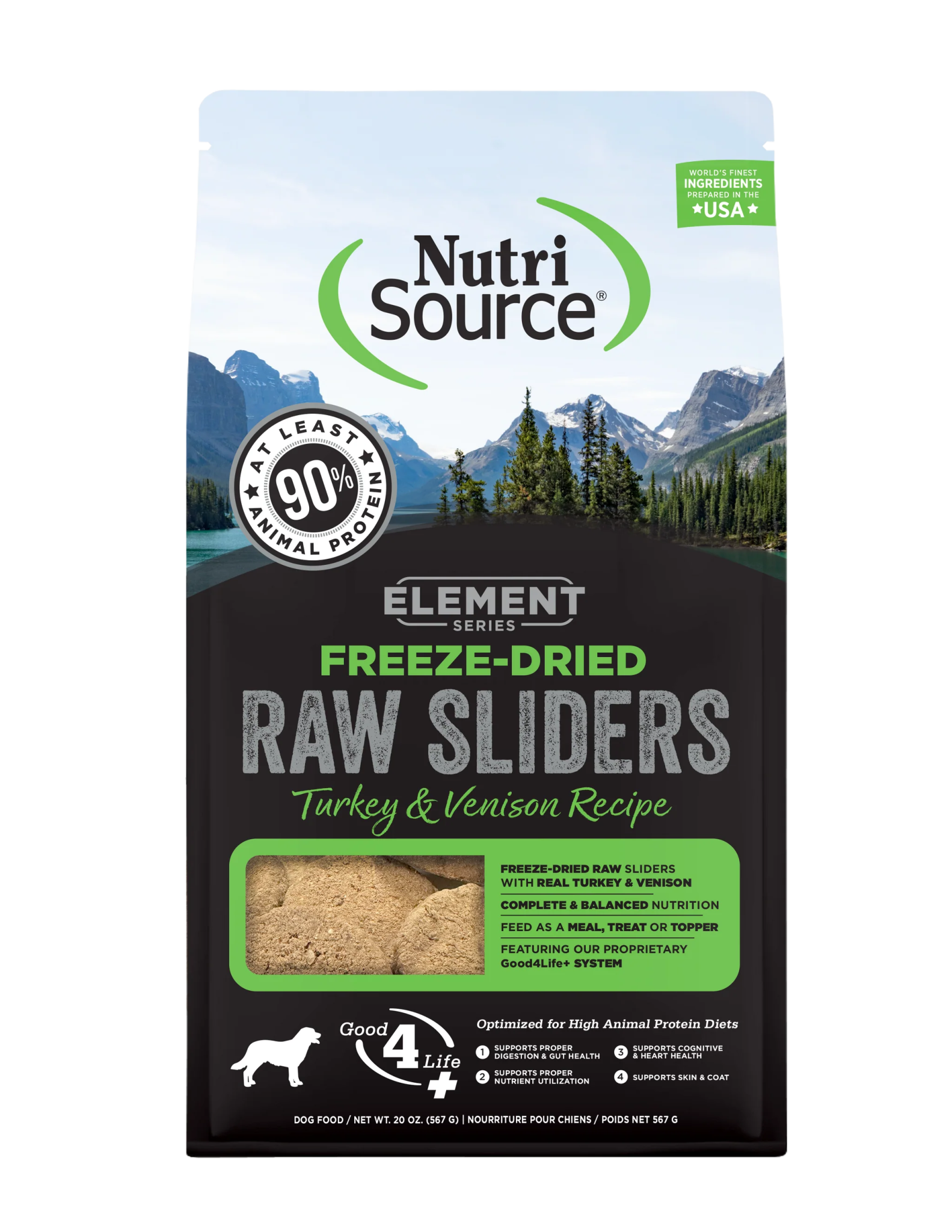 NutriSource Element Freeze - Dried Raw Sliders Turkey & Venison 20 oz - Happy Pet