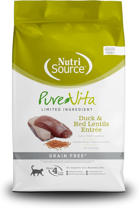 NutriSource Pure Vita Cat Duck & Red Lentils Grain - Free 6.6 lbs - Happy Pet