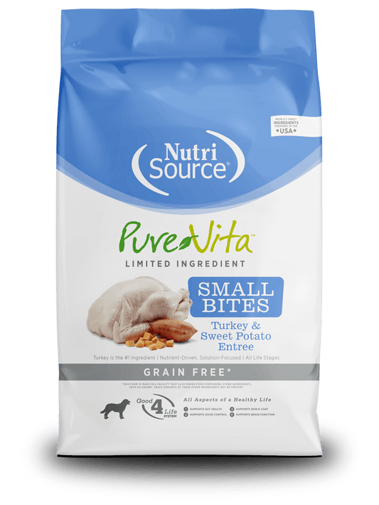 NutriSource Pure Vita Turkey & Sweet Potato Small Bites Grain - Free 5 lbs - Happy Pet