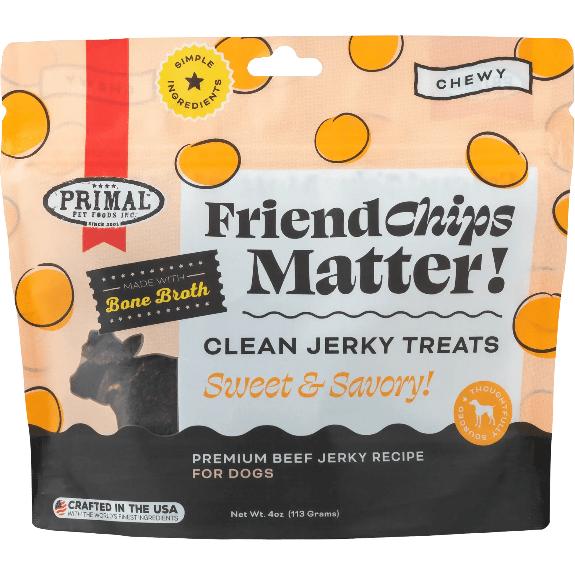Primal Friendchips Matter! Beef Jerky 4 oz - Happy Pet