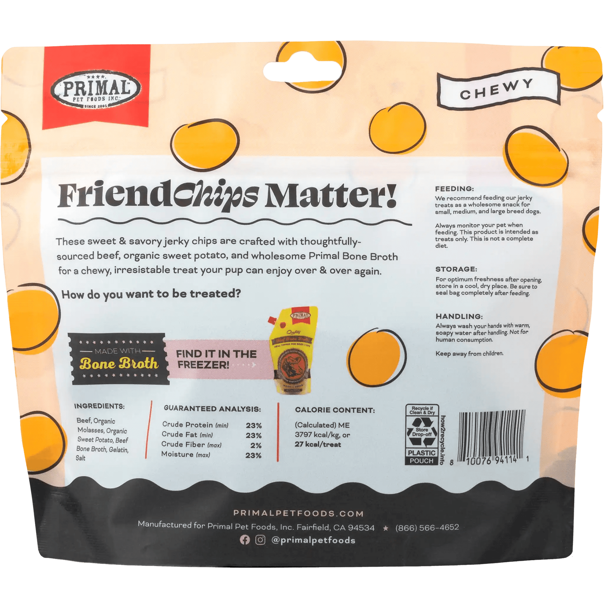Primal Friendchips Matter! Beef Jerky 4 oz - Happy Pet